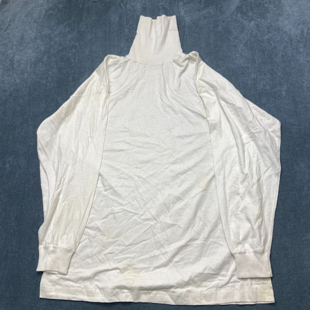 VTG Le Tigre Sweatshirt Mens M White Turtleneck Cotton Long Sleeve Regular Fit